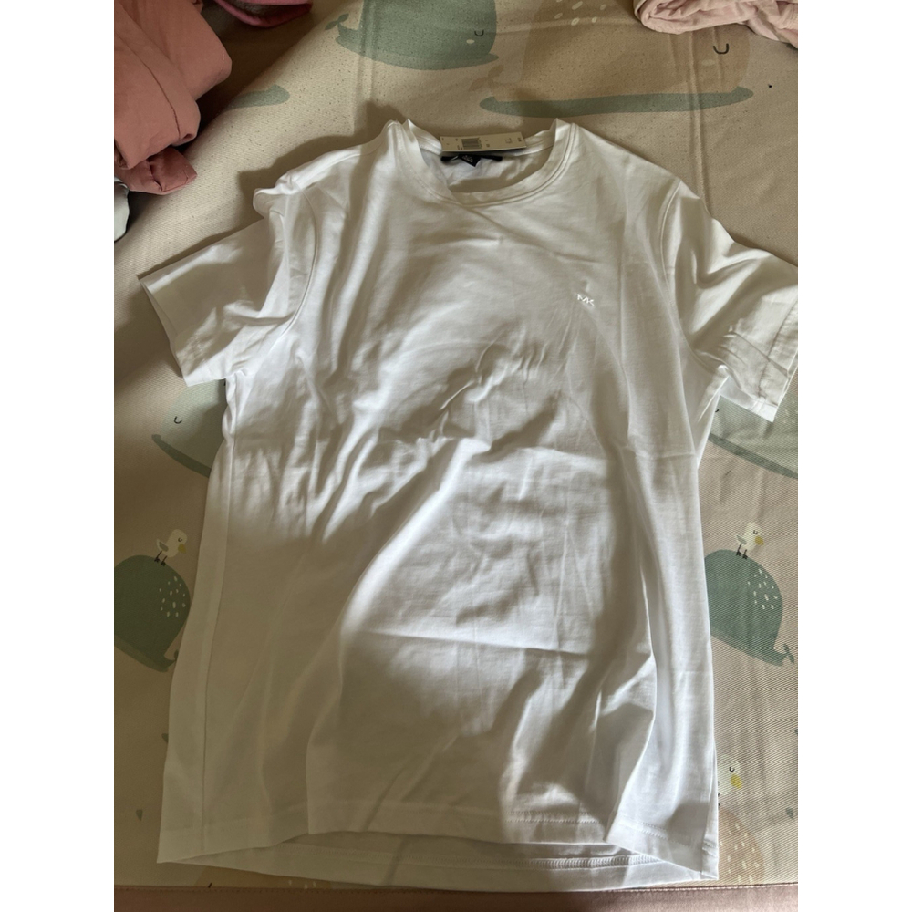 Michael Kors Men's T Shirt L Large Tiny Embroidered Logo White Short Sleeve